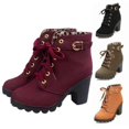 thumbnail image 4 of Dark Red Womens Ankle Boots High Heel Platform Fashion Accessory Chic Design 1 Pair, 4 of 5