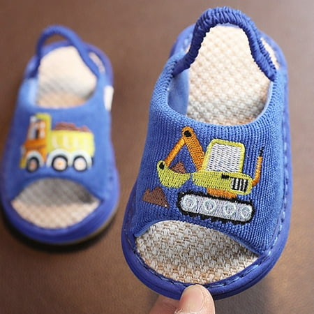 

Cathalem Slip on Shower Shoes Children Slippers Children Linen Slippers Indoor Home Cotton And Linen Soft Girls Wedges Sandals Dark Blue 18 Months