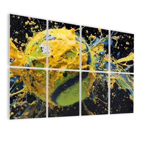 8 Pack Art Acoustic Panels Sound Absorbing Tennis Colorful Tennis Ball Color Splashes Movement Energy Fluidity Decorative Soundproof Wall Panels Self Adhesive for Nursery Game Room Bedroom 48 x32