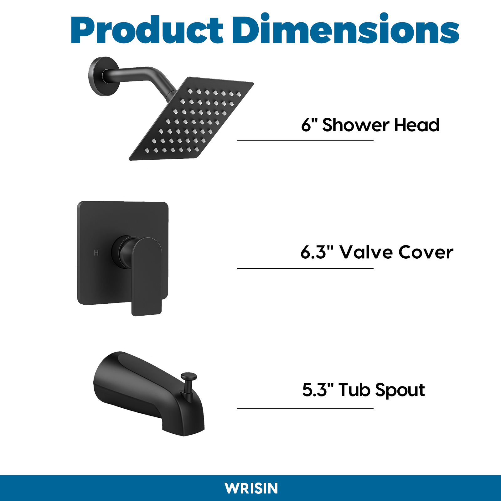 ROSYNEY Tub Shower Faucet Set - with Rain Shower Head, Shower Valve,Tub Spout, Matte Black