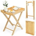 thumbnail image 1 of Costway Bamboo Lipped Snack Side Table Multi Functional Folding TV Tray for Sofa Bed, 1 of 10