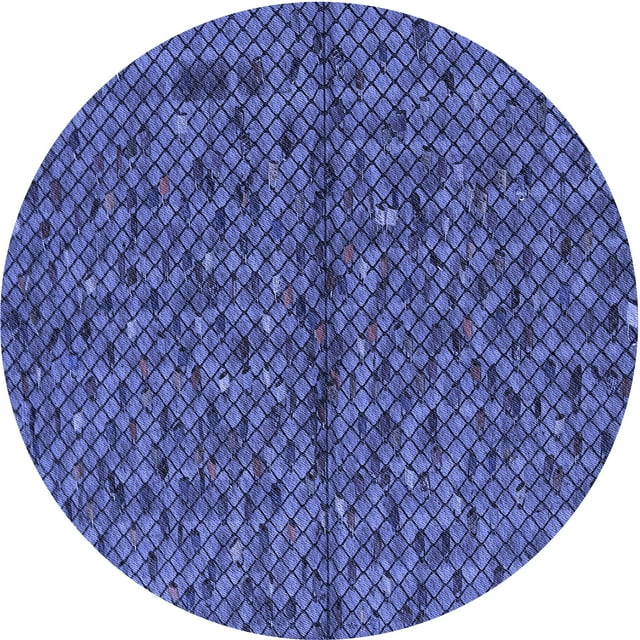 Ahgly Company Machine Washable Indoor Round Transitional Light Slate Blue Area Rugs, 6' Round