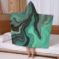 thumbnail image 5 of Green Gray Yellow Marble Pattern Hooded Bath Towel，50"x30" for Ages 3 To 12 Kids, Quick Dry Lightweight Soft Microfiber Hood Beach Towel Cover Up for Kids, 5 of 7