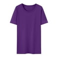 thumbnail image 6 of Summer Top for Women Sawvnm Women's Fashion Plus-Size Solid Loose Short Sleeve T-shirt Pullover Cute Top for Women Purple 2 M, 6 of 6