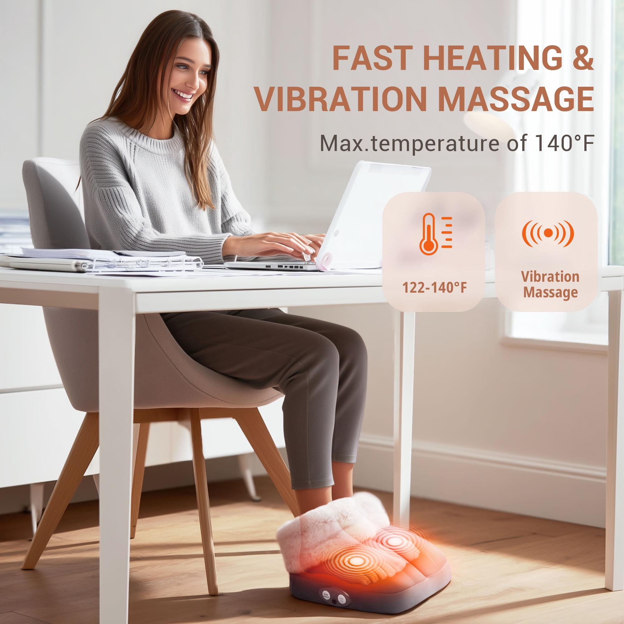 Foot Warmer with Vibration, Foot Massager Fast Heating for Women & Men, Gray