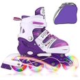 thumbnail image 1 of Patins à Roues Alignées Réglables et Clignotants pour Garçons, Filles et Adultes avec Roues Entièrement Lumineuses, Patins à Roulettes d'Extérieur pour Enfants Débutants de 4 à 12 Ans, Hommes et Femmes, 1 of 9