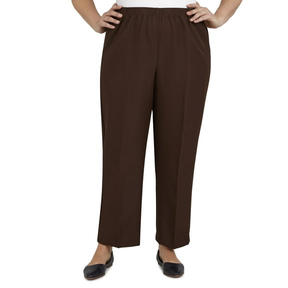 Alfred Dunner Women's Plus Size Solid Elastic Waist Pants
