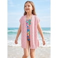 thumbnail image 4 of Girl's Crochet Sheer Open Front Swim Cover Up Short Sleeve Summer Beach Kimono Swimsuits, 4 of 8