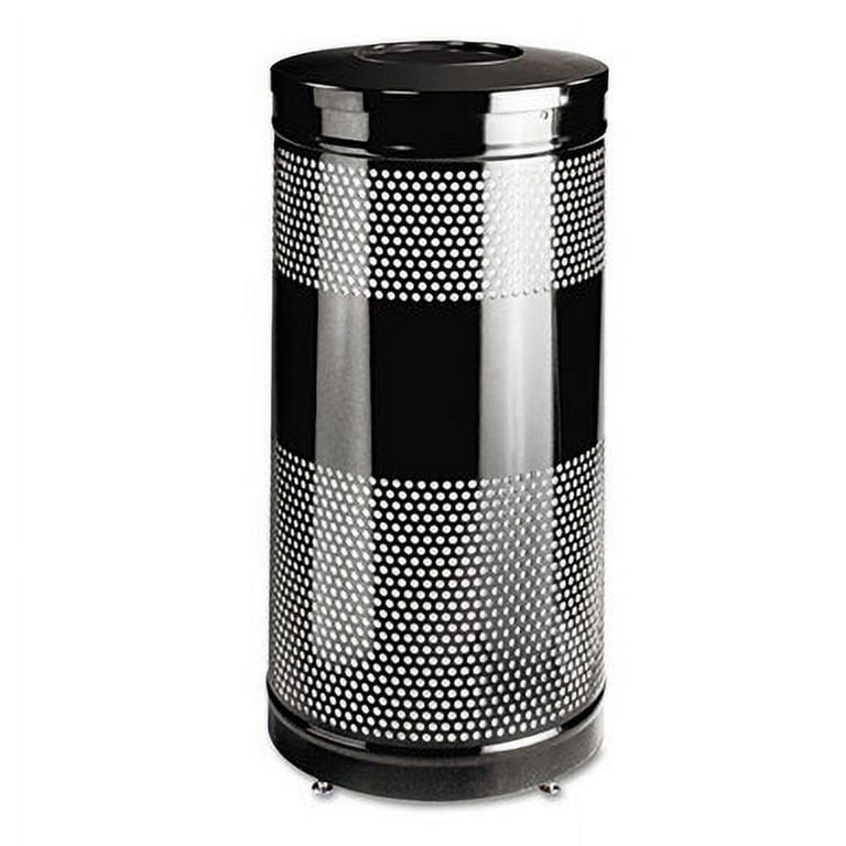 Classics Perforated Open Top Receptacle, 25 gal, Steel, Black Classics Perforated Open Top Receptacle, 25 gal, Steel, Black
