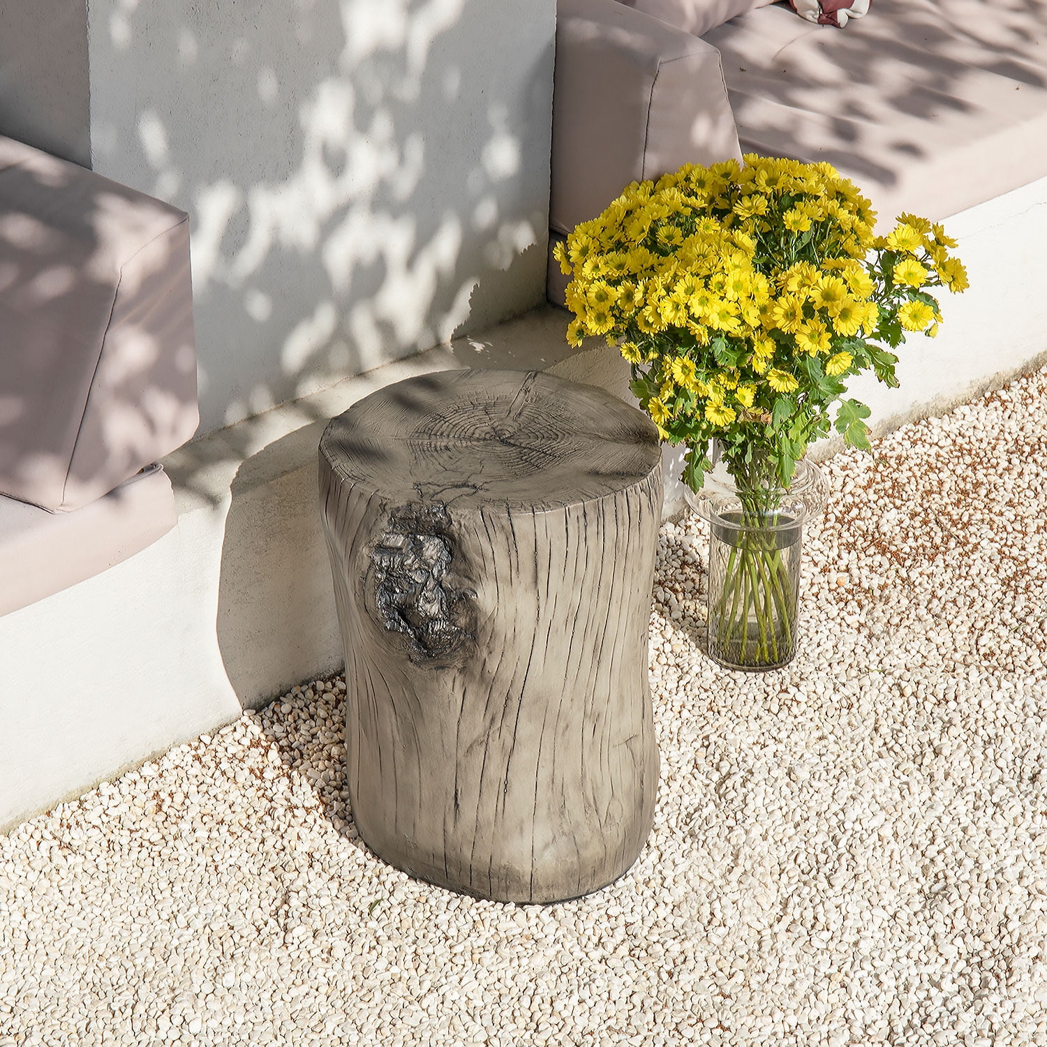VENTOPYR 2PCS Faux Wood Hand-Painted End Table for Garden