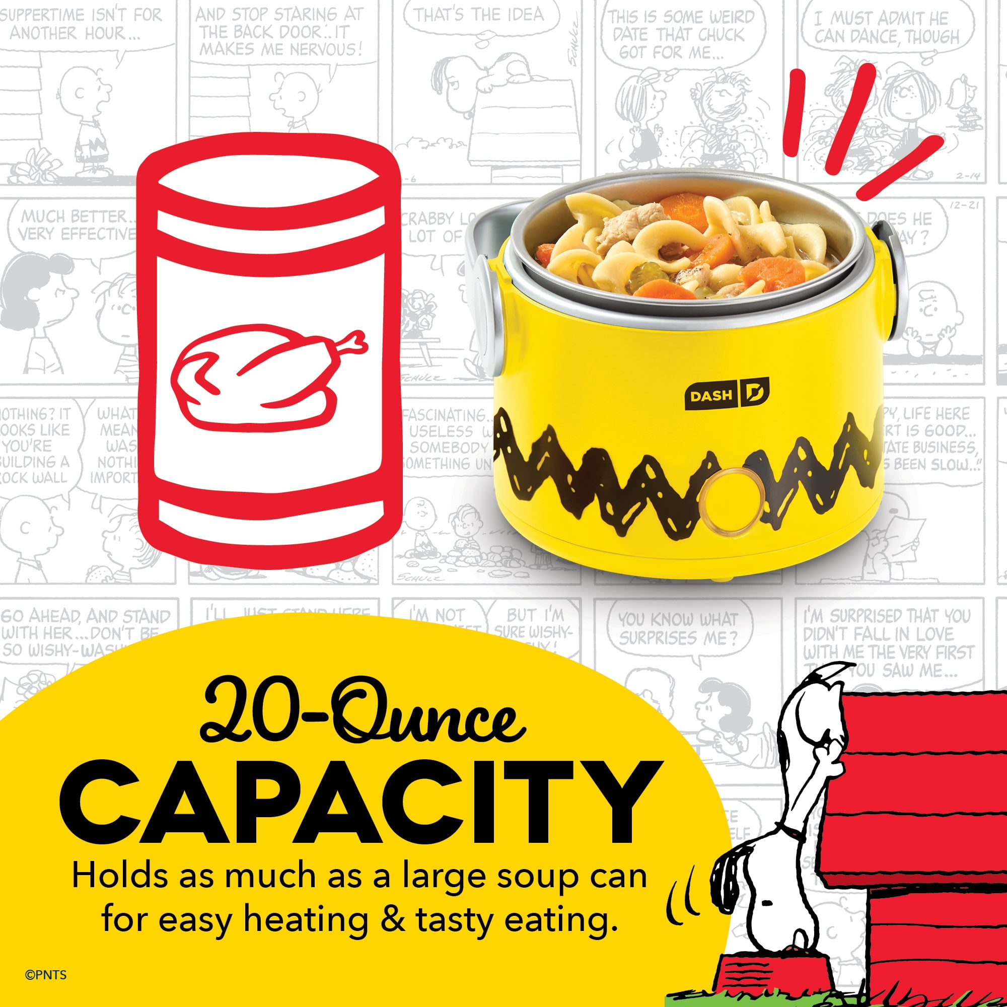 Peanuts x Dash Hot2go Heated Lunch Box, Yellow/Black