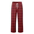 thumbnail image 5 of Men's Pajama Pants Ultra Lightweight Plaid Pjs Bottoms Sleepwear Bottom Pants with Pocket Drawstring Wide Leg Stright Sleep Pants (1-Red, X-Large), 5 of 7