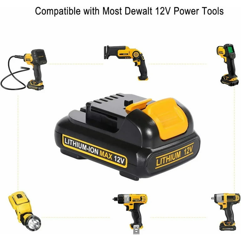 SUNBAT 2 PCS for Dewalt Battery 12V 3.0Ah Lithium Ion Battery Compatible with Baterias Dewalt Power Tools DCB120 DCB121 DCB127 Walmart
