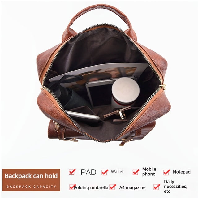 Becaristey Waterproof Womens Backpack With Stitched Texture PU Fabric For Fashionable Ladies And Has Strong coffee