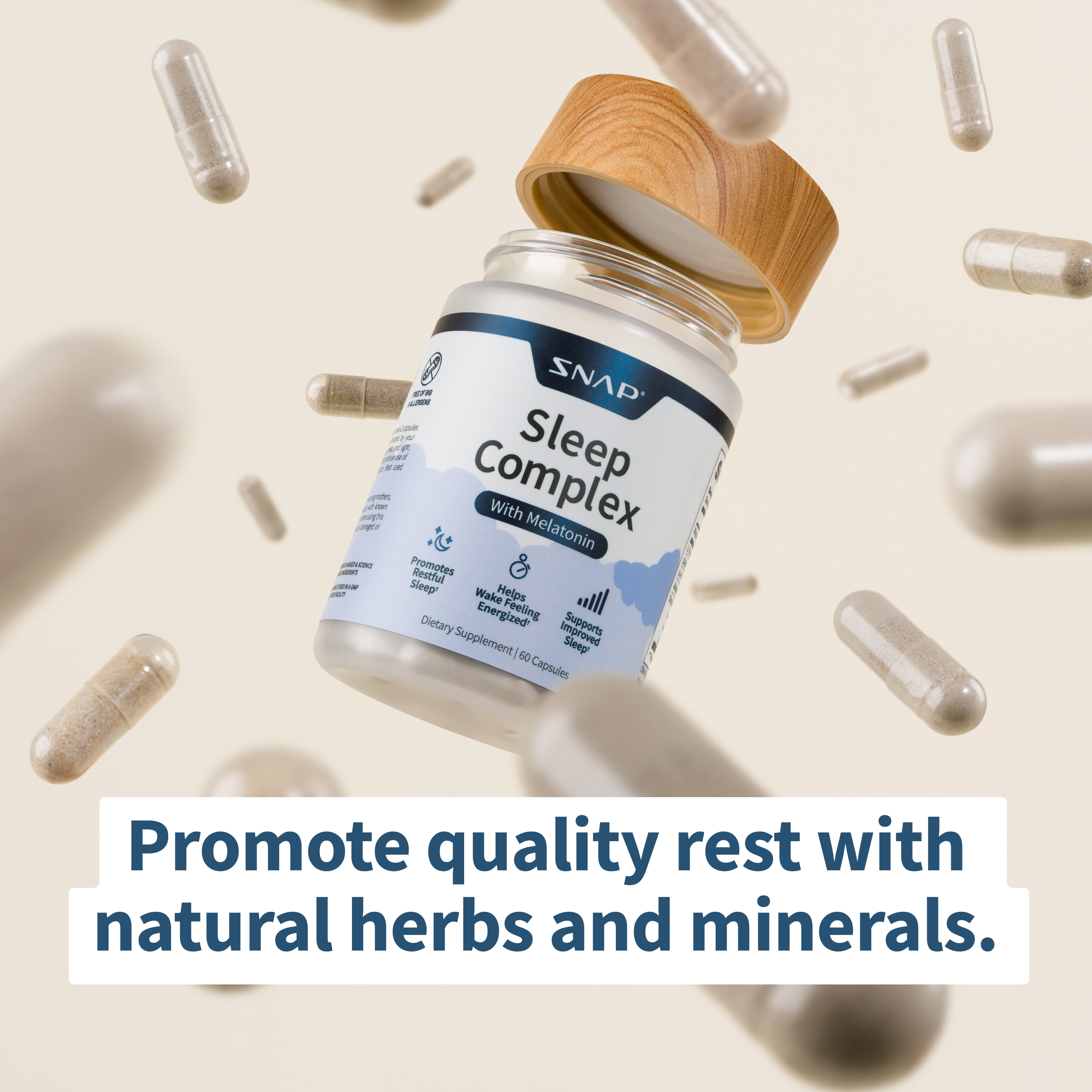 Snap Supplements Natural Sleep Aid Dietary Supplement Melatonin Valerian Root for Sleep Support 120 Capsules 2 Pack