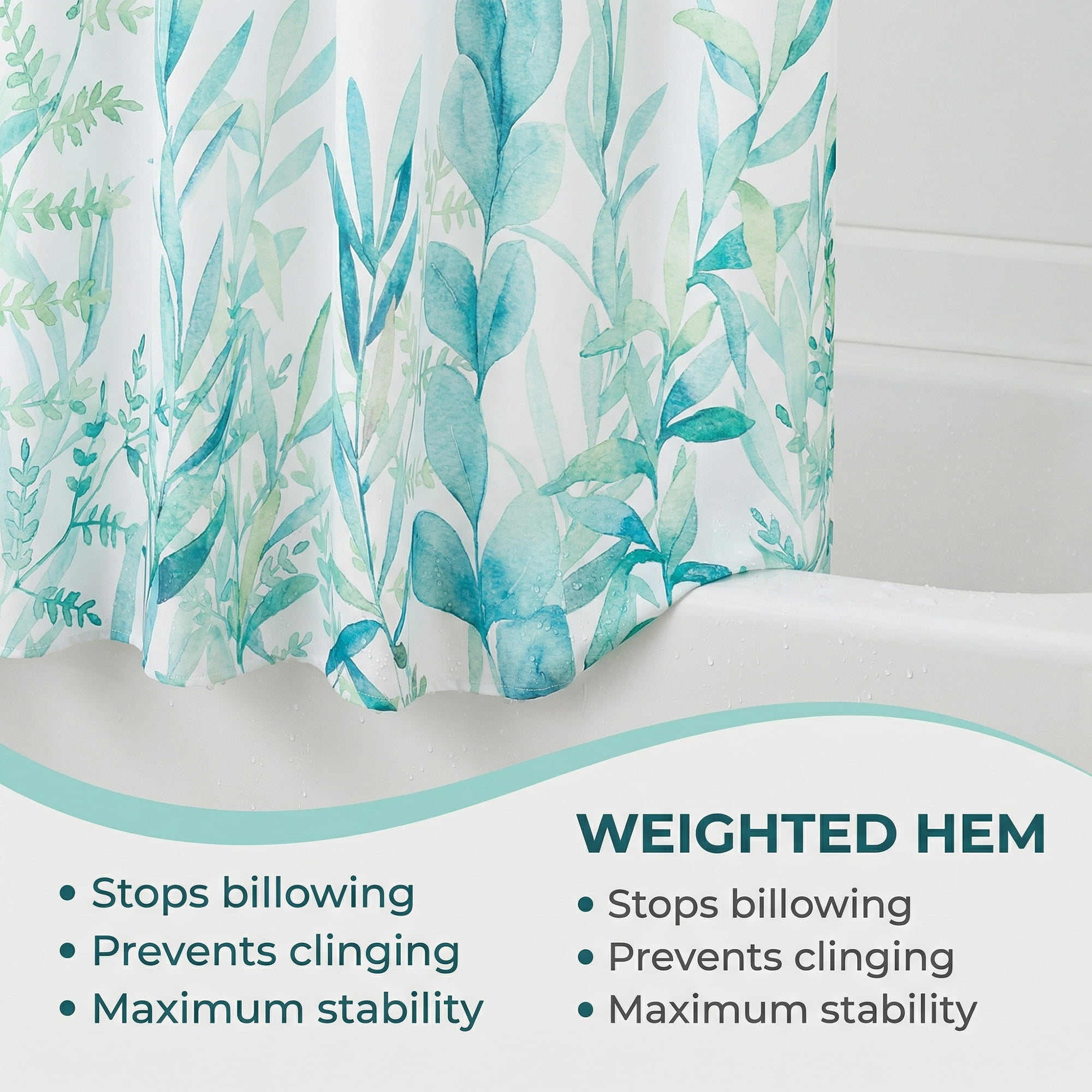 Unique Bargains Bohemian Waterproof Shower Curtain Sets with Hooks Green 71"W x 71"L