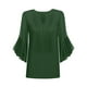 thumbnail image 5 of Ropa para mujer,Blusa holgada de poliéster con cuello redondo y mangas 3/4 para mujer, ideal para uso diario, sopatenor, 5 of 8