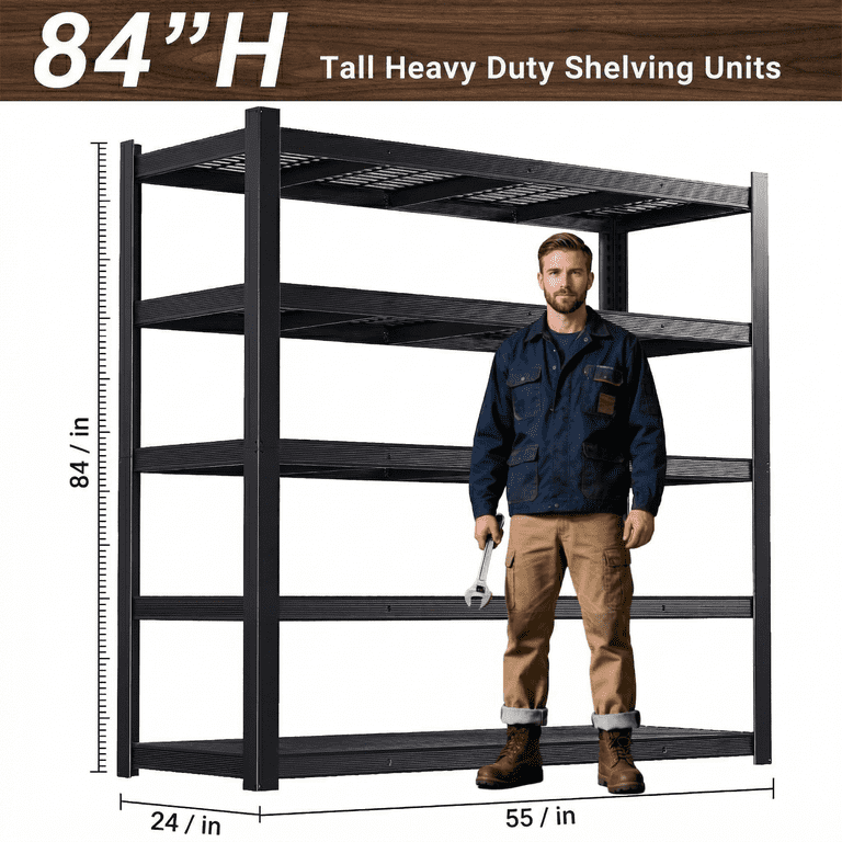 uberlyfe 84" Heavy Duty 5-Tier Garage Shelving, 3050 Lbs photo 2