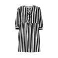 thumbnail image 3 of SMihono Baby Doll Dresses for Women 2025 Summer Casual Bow Tie Striped Dress 3/4 Sleeve Loose Flowy Mini Dress with Pockets Black S, 3 of 5
