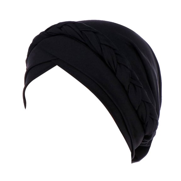 Muslim Hat for Women Solid One Tail Chemo Beanie Scarf Turban Elastic Warm Wrap Cap Reversible Adjustable Beading Braid Hat Muslim Ruffle Cancer Wrap Cap Sleep Cap