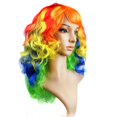 thumbnail image 5 of Peluca de ondas grandes coloridas, tocado para mascarada, tocado de pelo largo y rizado de fibra química, tocado divertido para cosplay, 5 of 5