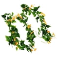 thumbnail image 1 of 2pcs Artificial Vine Morning Glory Hanging Foliage Home Vine Home Decor Decor Simulation Vine Plant yellow, 1 of 9