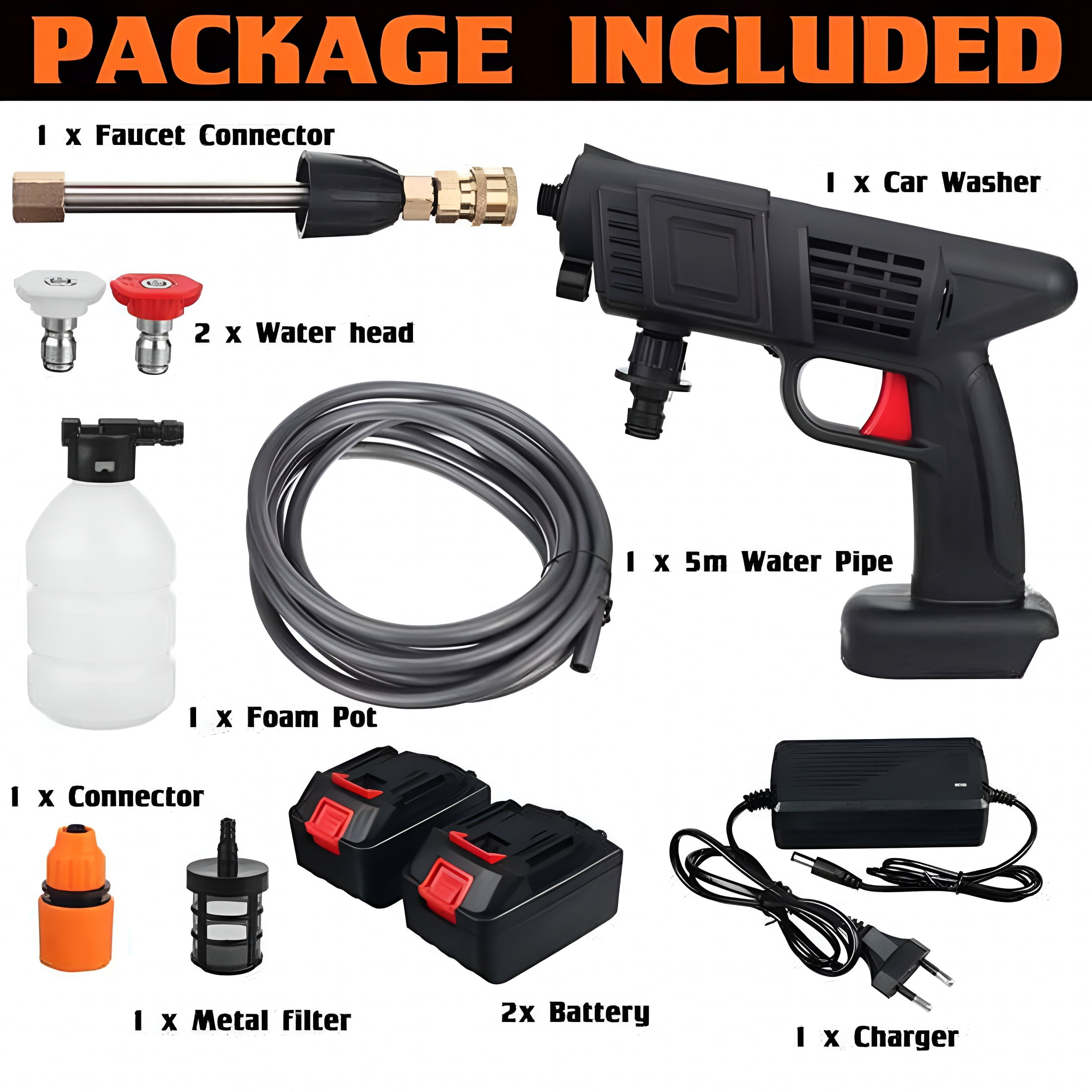 CURYMAY 2026 New Cordless Pressure Washer,50Psi Portable Pressure Cleaner Handheld with Battery and 24V 1500Mah Rechargeable Battery Electric Pressure Washer for Washing Cars,Watering Flowers