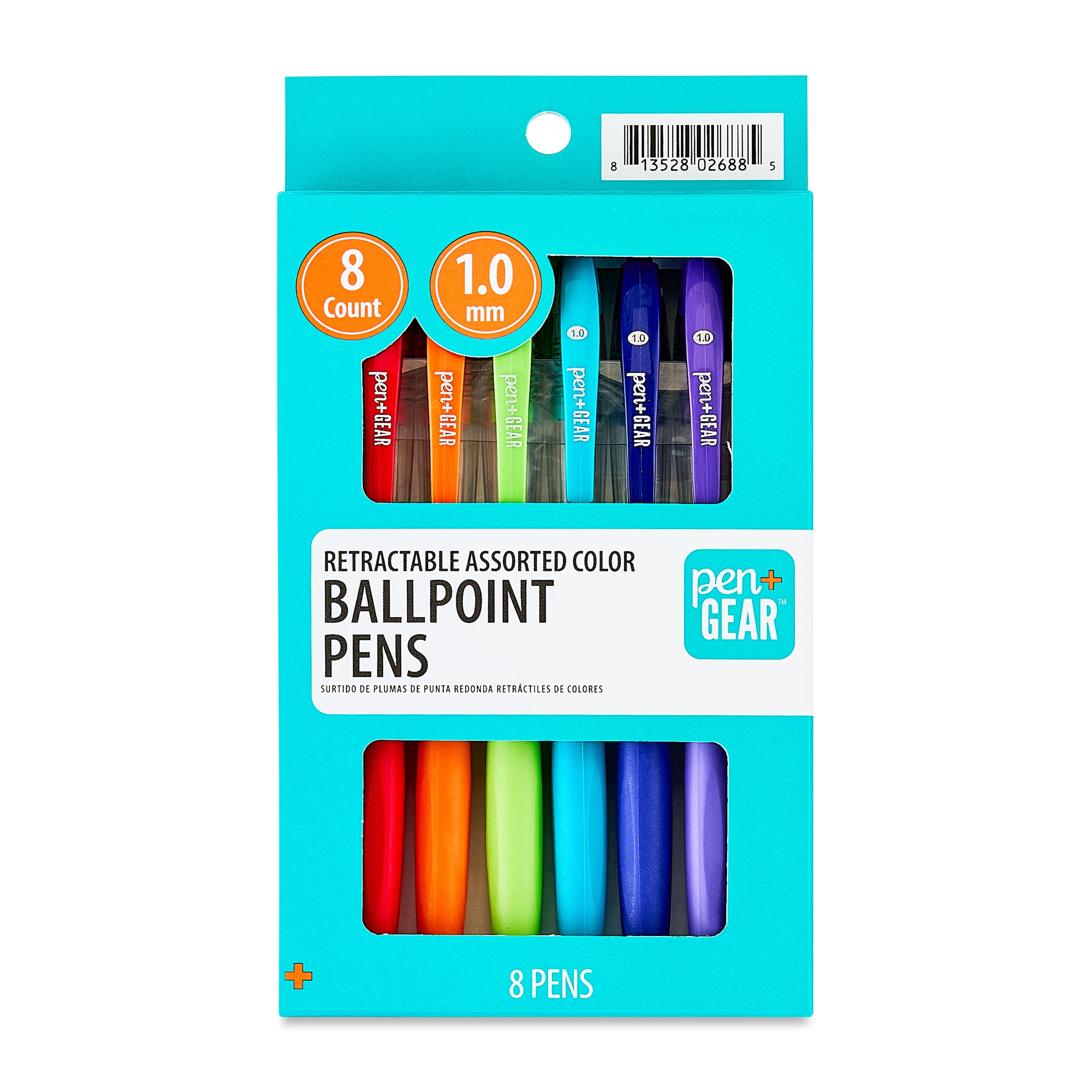 (5 pack) Pen+Gear Retractable Ballpoint Pens, Medium Point, 1.0 mm, 8 Count, Assorted Colors