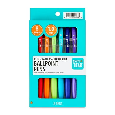 Pen+Gear Retractable Ballpoint Pens, Medium Point, 1.0 mm, 8 Count, Assorted Colors