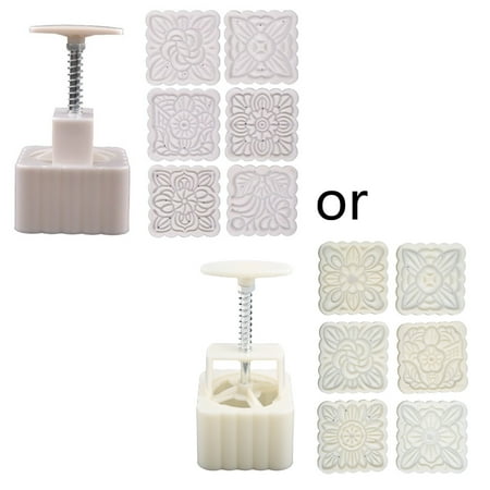 

TINYSOME 250g Mooncake Mold with 6pcs Square Flower Stamps Hand Press Moon Cake Pastry