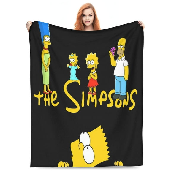Simpsons Bed Blanket Super Soft Fleece Throw Blanket Lightweight Warm Cozy Cartoon Blankets Gifts for Kids Adults 40"x30"