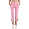 thumbnail image 5 of OGLCCG Tween Girls Capri Leggings with Slits Stretch Yoga Capris Pants High Waisted Gym Workout Cropped Tights with Pockets 5-15 Years, 5 of 8