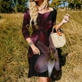 thumbnail image 3 of Dewy Lilies Dark Beauty Blooms Sweetheart Knot Flared Dress Fashion Design Large Size Loose Dress Spring Summer Women Dress, 3 of 9