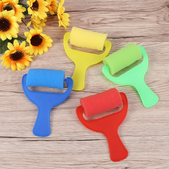 Masteelf Yale Foam and Plastic Kids Painting Rollers Set for Art Lessons 8 Pieces Assorted Color