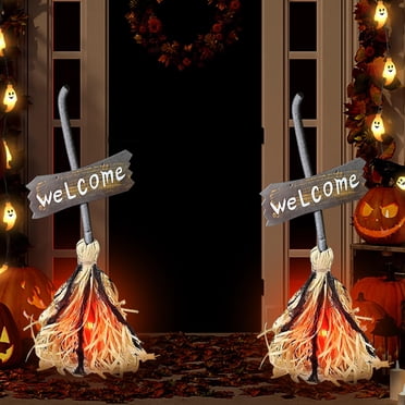 Witches Broom Halloween Decor, Halloween Broomstick, Animated Light Up Moving Broomstick With