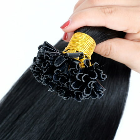 BHF Hair Fusion Hair Extensions 100% Brazilian Virgin Remy Hair Straight Stick U Tip 1G/S 100g/Pack 1Pack 1# Jet Black (The Best Fusion Hair Extensions)
