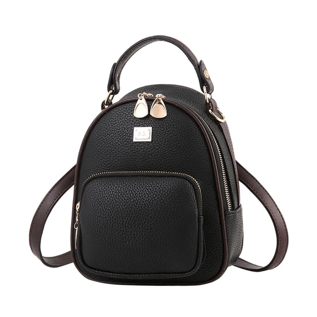 EeaseMX 1 mini mochila pequeña y elegante de cuero sintético, informal, para ir de compras, para la escuela, bolso de hombro (negro)
