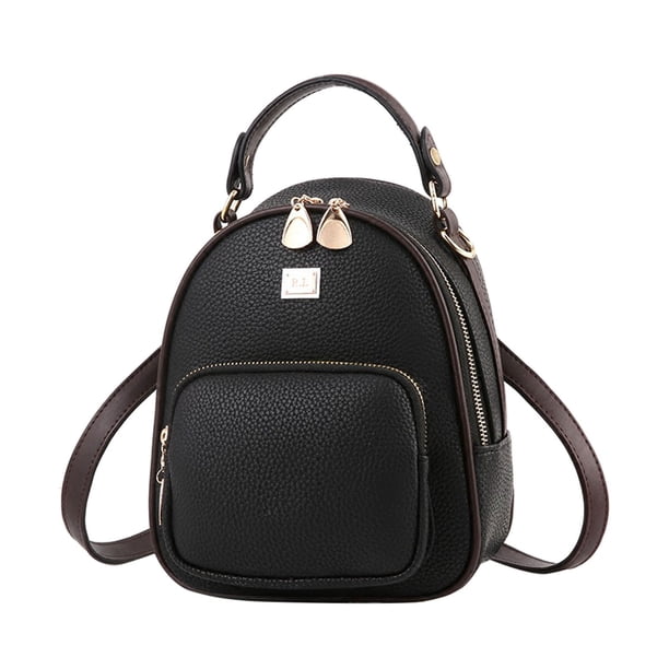 EeaseMX 1 mini mochila pequeña y elegante de cuero sintético, informal, para ir de compras, para la escuela, bolso de hombro (negro)