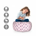 thumbnail image 2 of Modern Storage Toy Bag Chair, Symmetric Girly Vertical Stripes and Glam Squares Minimalist Art, Stuffed Animal Organizer Washable Bag, Small Size, Pale Pink Quartz and White, by Ambesonne, 2 of 3