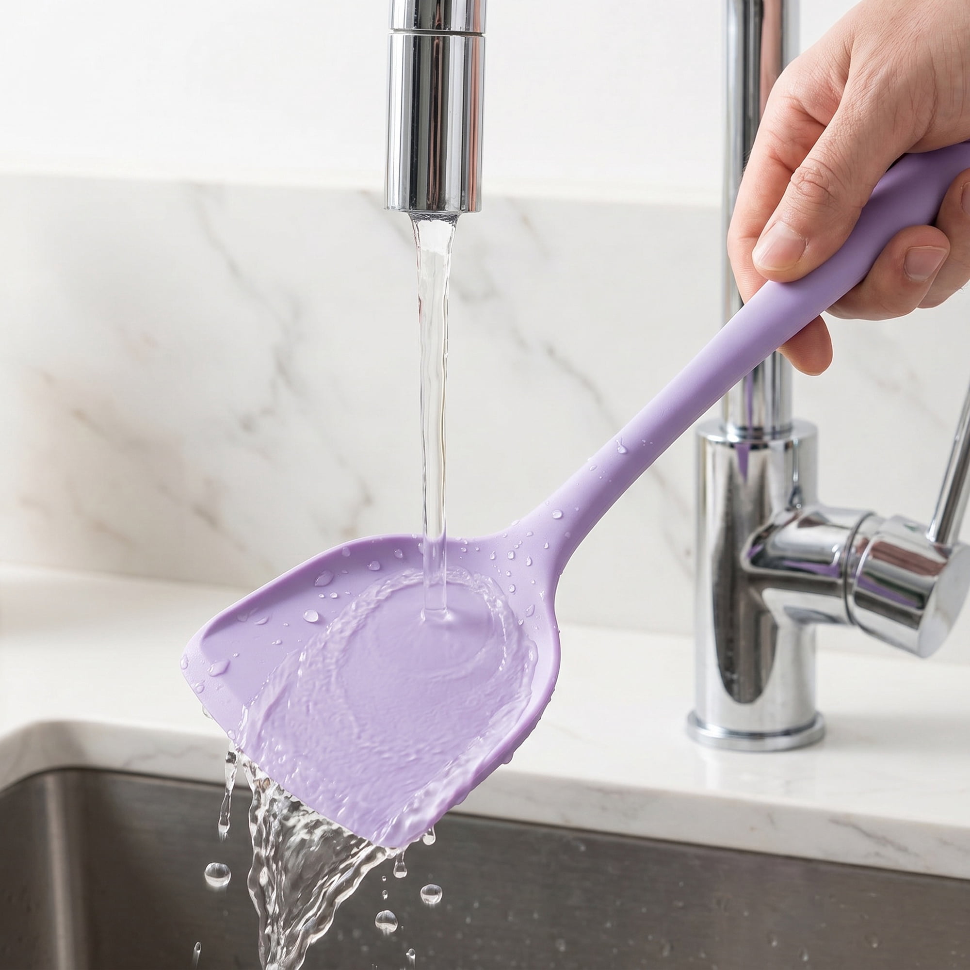 Unique Bargains 5 Pcs Silicone Essential Kitchen Cooking Utensil Set Light Purple
