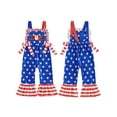 thumbnail image 2 of BemeyourBBs Kids Toddler Baby Girl 4th of July Outfit Patriot Independent Day Clothes Summer Romper Overalls Sleeveless Stars and Stripes Print Bow Jumpsuit Toddler Baby Girl Fourth of July Outfit, 2 of 9