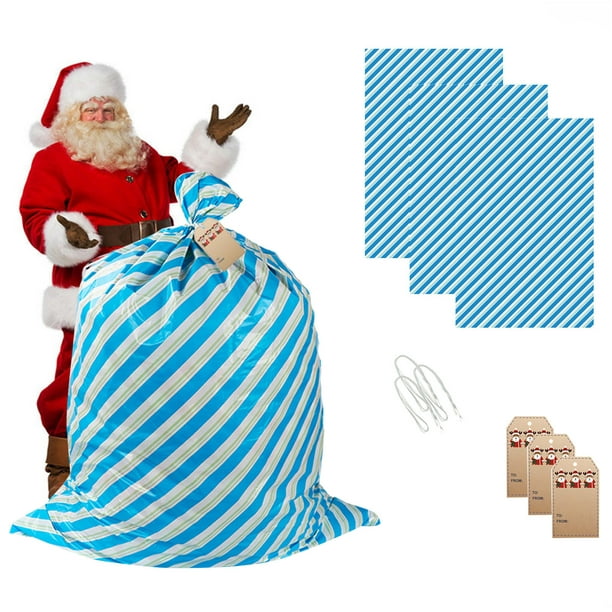 Grand Sac Cadeau en tissu Rouge - Père Noël - 30 x 45 cm