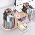 thumbnail image 3 of TACYKIBD Rotating Desk Organizer with 2 Pen Holder, Desk Organizers and Accessories with 10 Slots Pencil Holder for Desk + 3 Drawer, Art Supply Storage Box Caddy for Office Home, 3 of 12