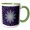 Green/White, variant on 3drose, Stunning Floral Star Circle Pattern Violet, 15oz Two-tone Black Mug
