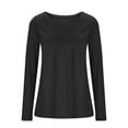 thumbnail image 4 of Sawvnm Women's Fashion V-Neck Solid Loose Long Sleeve T-shirt Pullover Tops Women Fashion Tops Dark Gray(V-Neck) 2XL, 4 of 8