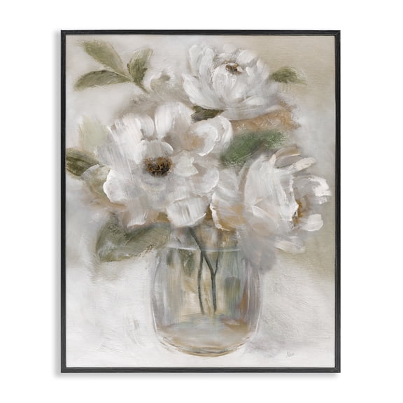 Stupell Industries Brushed Neutrals Bouquet Black Framed Giclee Art, design by Nan