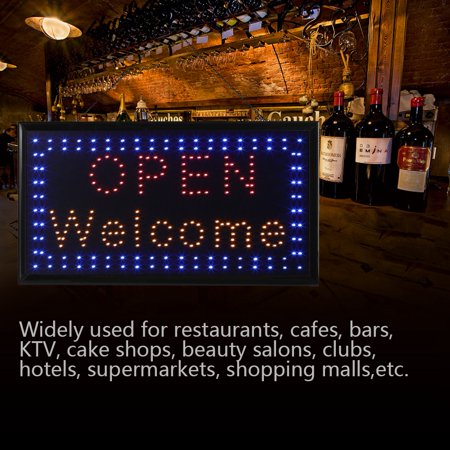 Service Outdoor Led Sign Anauto 1pc Large Bright LED Shop Sign Board Neon Light Window Door Hang Sign OPEN WELCOME, Neon Sign Open, Outdoor LED Sign ()
