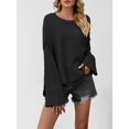 thumbnail image 5 of Women Crewneck Sweaters Bell-Style Sleeve Batwing Knit Tops Slouchy Soft Pullover Tops Black XL, 5 of 10