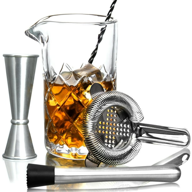 Lighten Life Cocktail Mixing Glass Set,Bar Mixing Set with 20oz Crystal