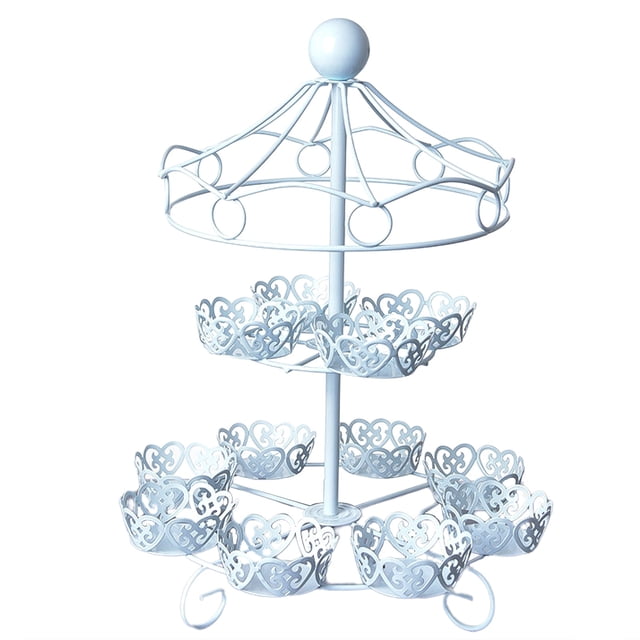 Soporte De Postre De Doble Capa, Soporte De Hierro Blanco Para Cupcakes, Estante De Exhibición De Postre De Metal Para Reunión, Boda, Fiesta De Cumpleaños Speravity HA017700-00